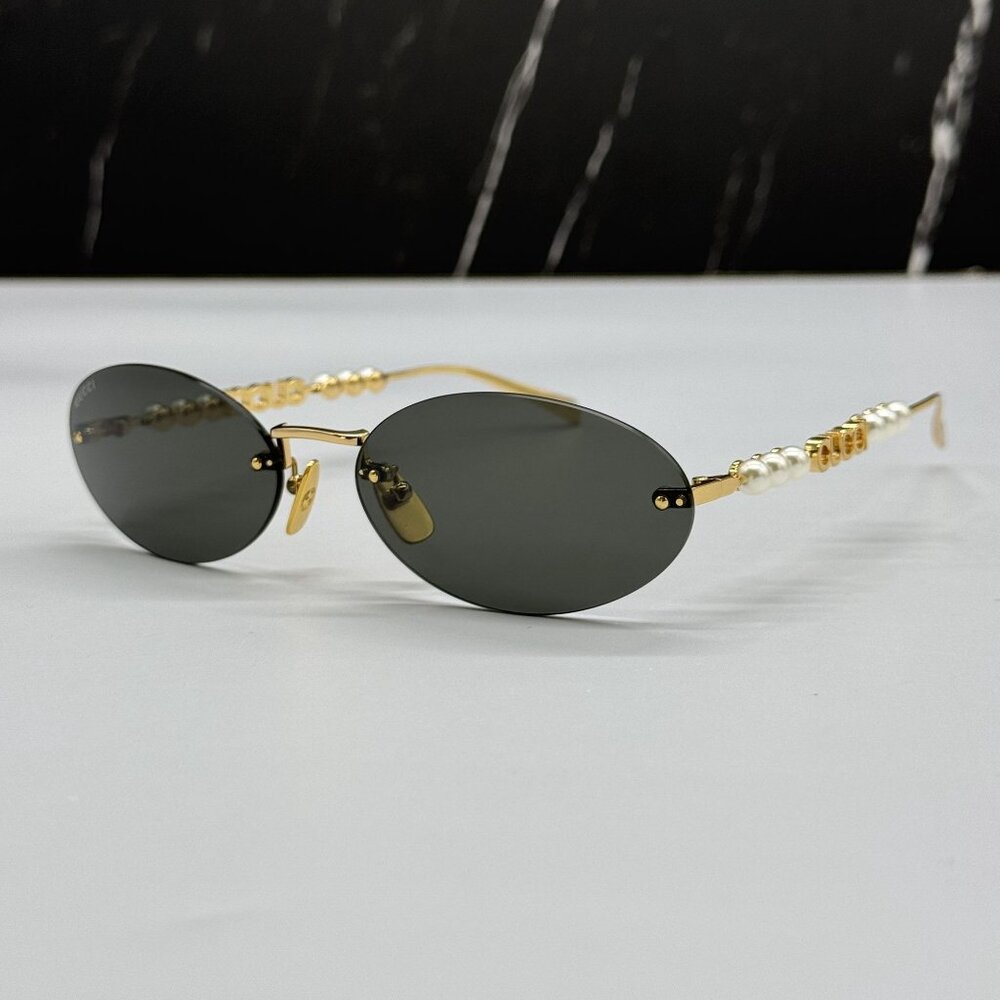 NEW GUCCI SUNGLASSES GOLD WOMEN OVAL EYEWEAR GUCCI GG1922S 001 - Picture 4 of 13